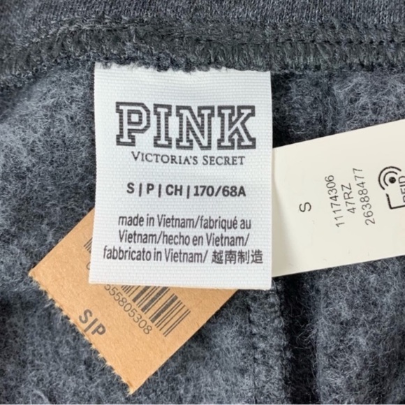 NWT Small PINK Victoria’s Secret Skinny Fleece Joggers Plaid Lounge Athleisure - Picture 6 of 9